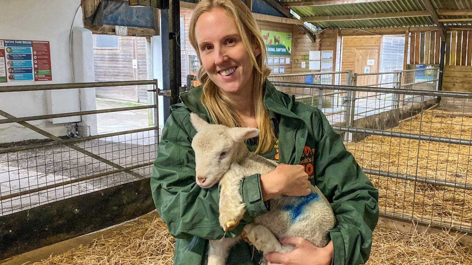 Paula with a Dorset lamb